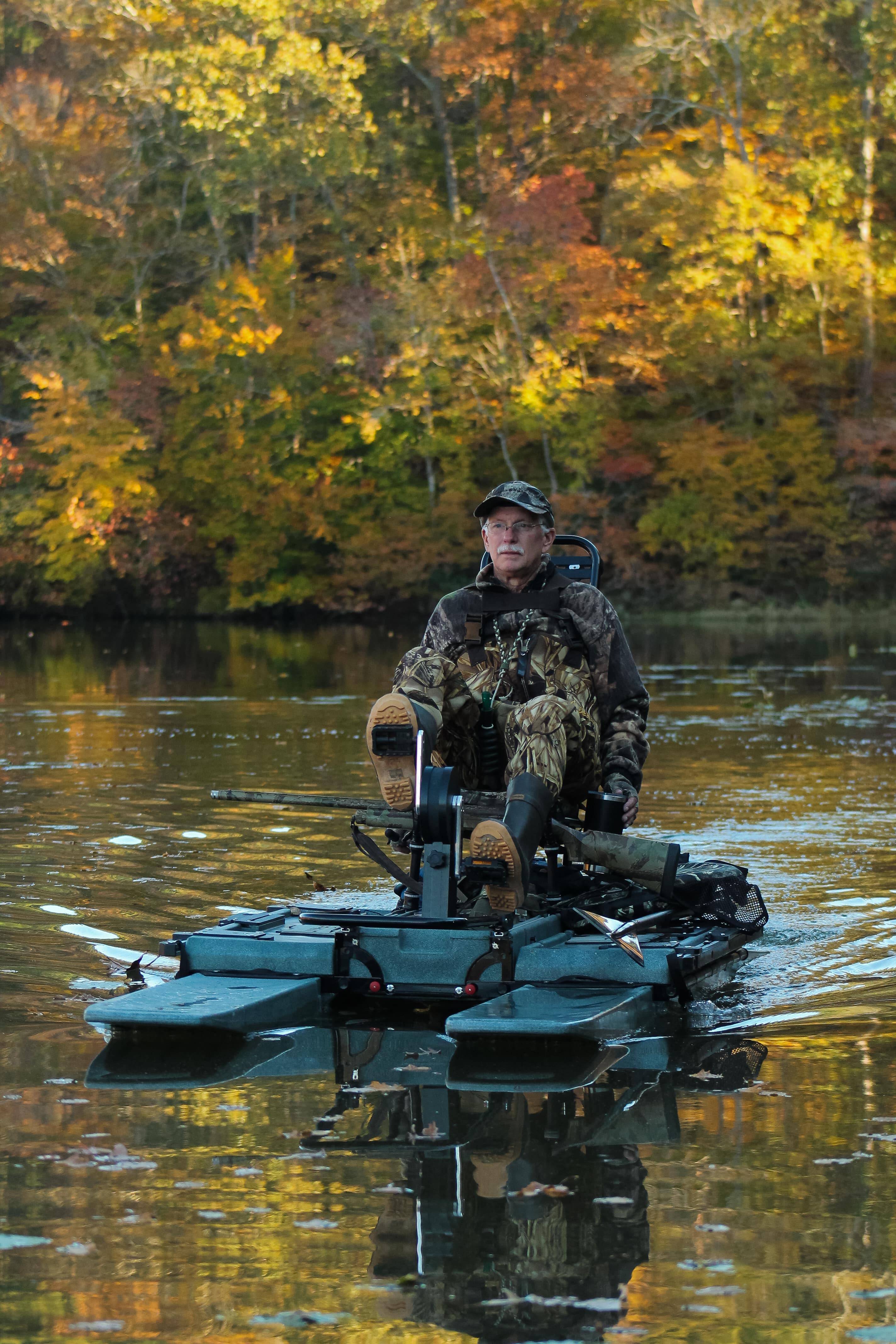 Hunter on Portable Kayak